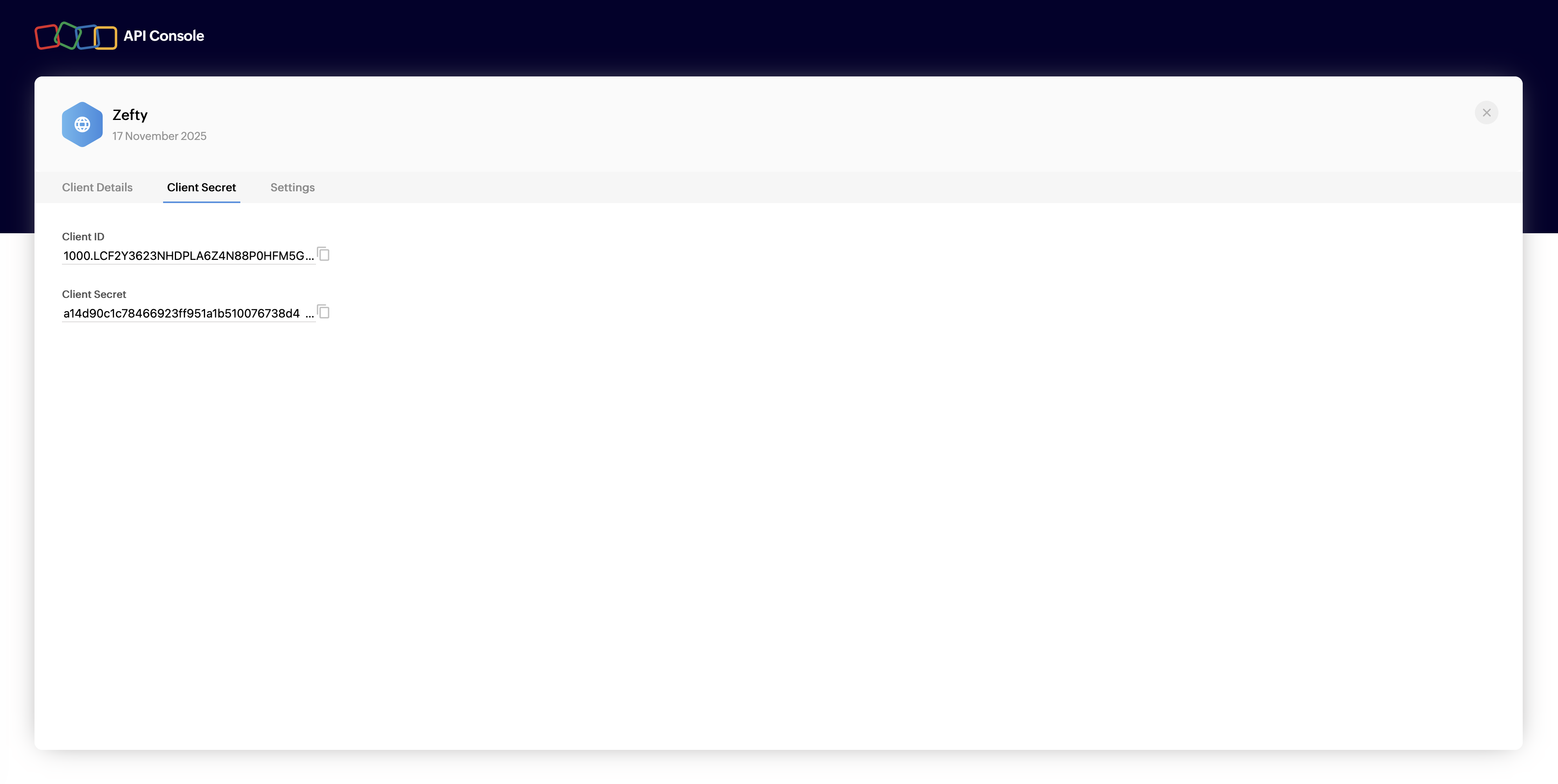 Client ID and secret